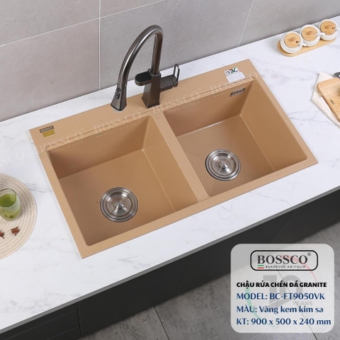 Chậu rửa chén đá BOSSCO BC-FT9050VK 2 hộc