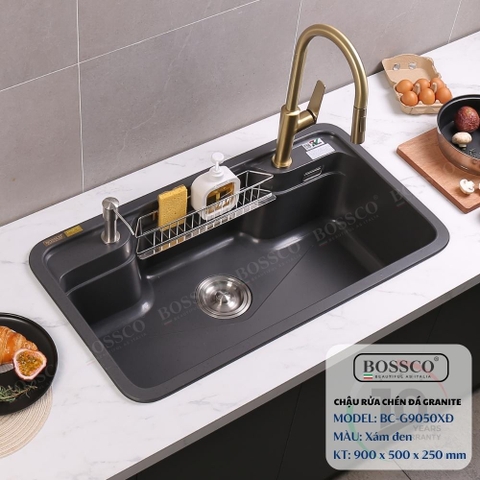 Chậu rửa chén đá BOSSCO BC-G9050XĐ 1 hộc bo góc