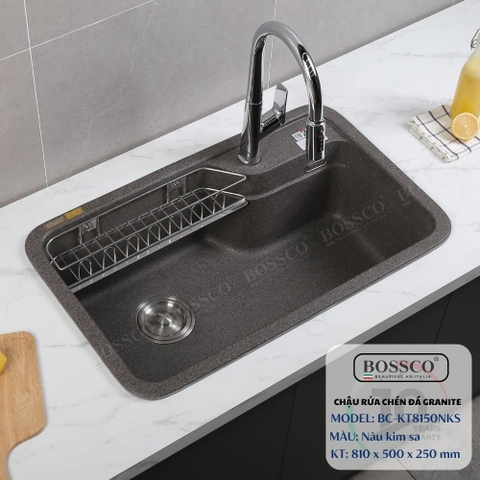 Chậu rửa chén đá BOSSCO BC-KT8150NKS 1 hộc bo góc