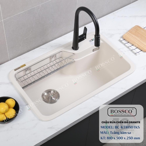 Chậu rửa chén đá BOSSCO BC-KT8150TKS 1 hộc bo góc