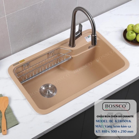 Chậu rửa chén đá BOSSCO BC-KT8150VK 1 hộc bo góc