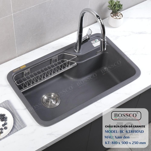 Chậu rửa chén đá BOSSCO BC-KT8150XĐ 1 hộc bo góc
