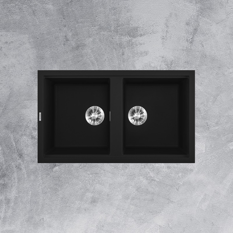 Chậu rửa chén đá Malloca BLACK K-45086 dài 84cm