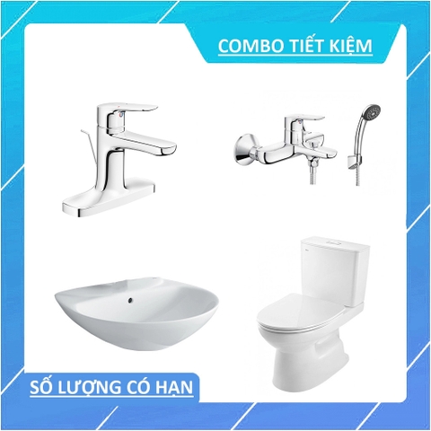 Combo inax bồn cầu C-514 + lavabo L-285V + vòi lavabo LFV-1401S + vòi sen tắm BFV-1403S