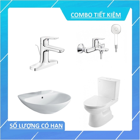 Combo inax bồn cầu C-514 + lavabo L-285V + vòi lavabo LFV-1401S + vòi sen tắm BFV-1403S