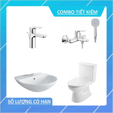 Combo inax bồn cầu C-514 + lavabo L-285V + vòi lavabo LFV-1402S + vòi sen tắm BFV-1403S