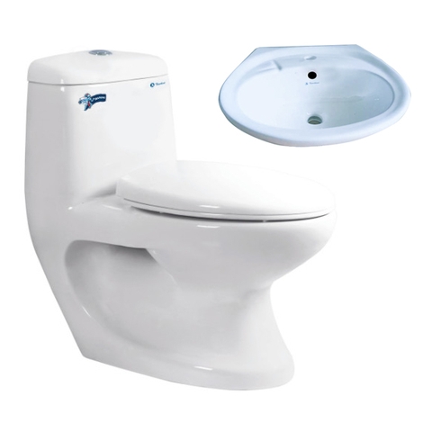Bồn cầu 1 khối Thiên Thanh Diamond + Lavabo LT04