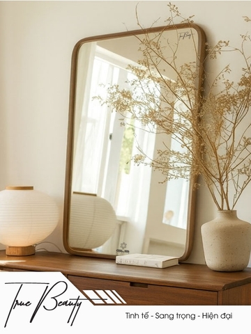 Gương GLS BF48R30 viền gỗ tần bì biến tính đứng 50x70
