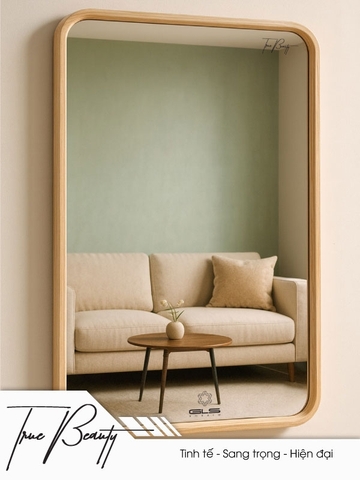Gương GLS BF46R30 viền gỗ thông tự nhiên đứng 50x70
