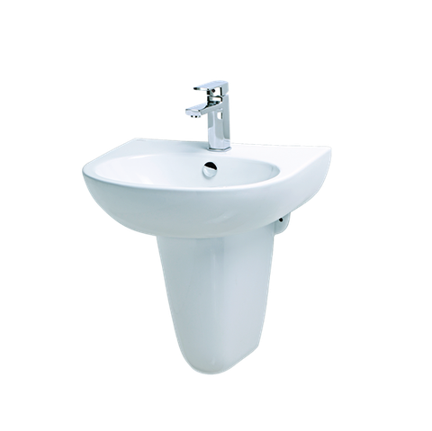 Lavabo chậu rửa mặt Caesar L2152 treo tường chân ngắn