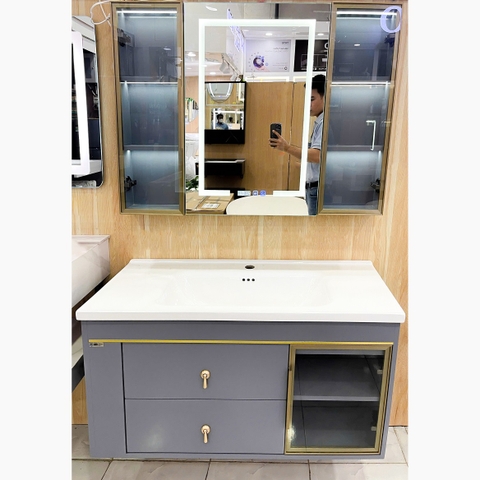 Bộ Lavabo tủ BN CH06 X07 ngang 80 cm gương hộp led