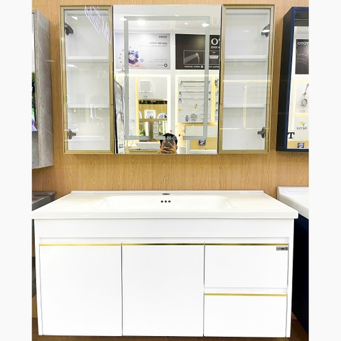 Bộ Lavabo tủ BN HN02T ngang 100 cm gương hộp led