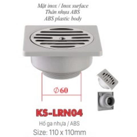 Phễu thoát sàn nhựa ABS KSN KS-LRN04 phi 60