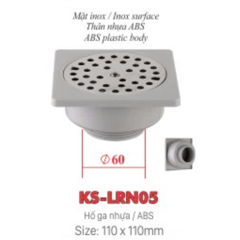 Phễu thoát sàn nhựa ABS KSN KS-LRN05 phi 60
