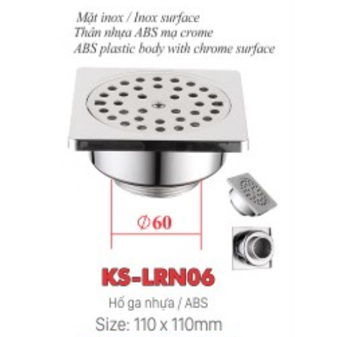 Phễu thoát sàn nhựa ABS KSN KS-LRN06 phi 60