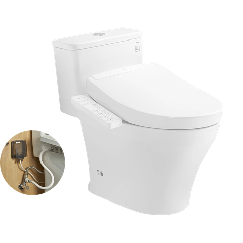 Bồn cầu 1 khối TOTO MS857DW24#XW kèm nắp rửa điện tử WASHLET S2- TCF33461GAA
