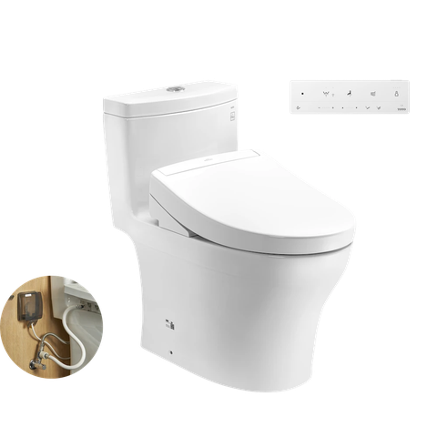 Bồn cầu 1 khối TOTO MS889DRW25#XW kèm nắp rửa điện tử WASHLET S5- TCF34461GAA
