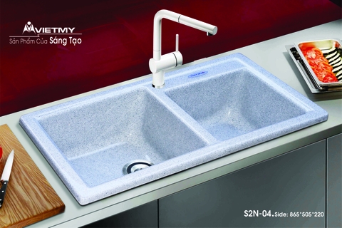 Chậu rửa chén Việt Mỹ S2N-04 đá nhân tạo 3 màu