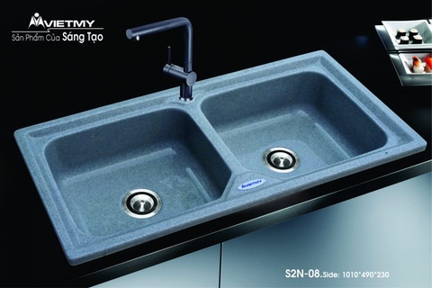 Chậu rửa chén Việt Mỹ S2N-08 đá nhân tạo 3 màu
