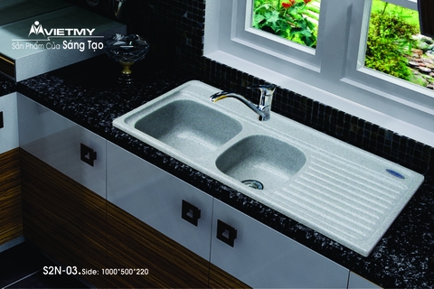 Chậu rửa chén Việt Mỹ S2NC-03 đá nhân tạo 3 màu