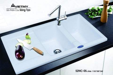 Chậu rửa chén Việt Mỹ S2NC-05 đá nhân tạo 3 màu