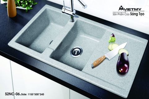 Chậu rửa chén Việt Mỹ S2NC-06 đá nhân tạo 3 màu