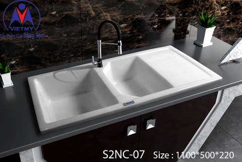 Chậu rửa chén Việt Mỹ S2NC-07 đá nhân tạo 3 màu