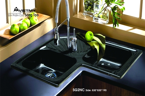 Chậu rửa chén Việt Mỹ SG2NC đá nhân tạo 3 màu