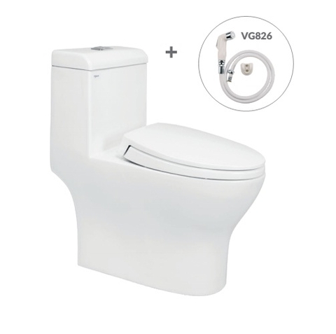 Bồn cầu 1 khối Viglacera V45M xả xoáy tặng kèm xịt vệ sinh VG826 + Van VG853