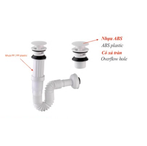 Bộ xả ruột gà KSN nhựa ABS mạ crom XLB-120 có xả tràn