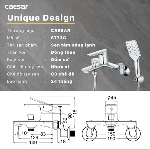 Vòi sen tắm nóng lạnh Caesar S773C