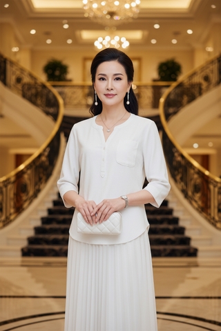 Áo Kiểu Nữ Trung Niên Tặng Mẹ Bà Vải Linen Cài Nút Có Túi Tay Lỡ Thanh Lịch A11779