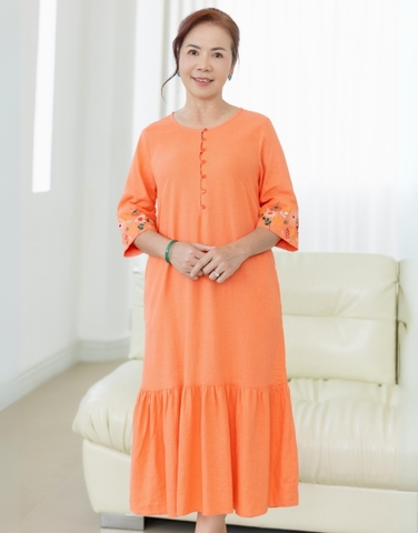 Đầm Trung Niên Linen Tặng Mẹ Phom Suông A Đuôi Cá - D11490LW01