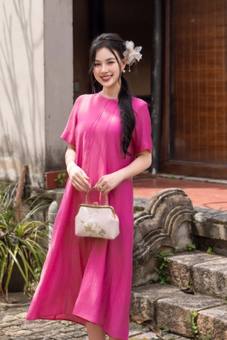 Đầm Chất Liệu Tơ Mỹ May Tám Mảnh Swanlake - D11530LW01