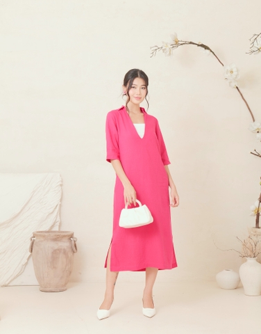 Đầm Sơ Mi Suông Tay Lỡ Linen Swanlake - D11880LW01