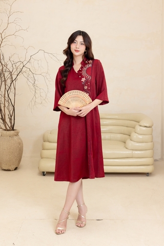 M-Collection - Đầm Lụa Gấm Wash Thêu Nổi - D12144LW01