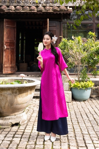 Áo Dài Yến Vân Chất Liệu Vải Lụa Dày In Swanlake Xanh - L12017LW01