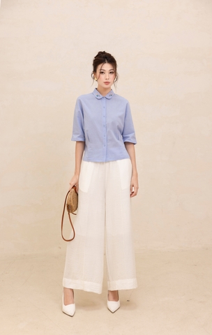 Áo Sơ Mi Cánh Dơi Có Thêu Cổ Phom Rộng Swanlake - A12461LW01