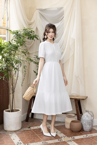 Swanlake | Váy Đầm Phom Suông Dài Maxi Nhấn Eo Linen Cổ Tim - D12377LW01