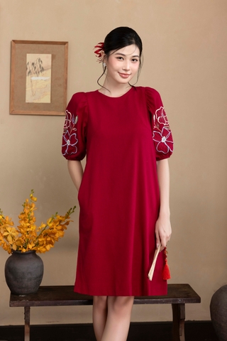 Đầm Thêu Hai Bên Cánh Tay Chất Liệu Linen Swanake - D12013LW01