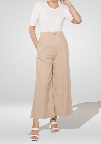 Quần Ống Rộng Lưng Thun Sau Chất Liệu Linen Swanlake - Q11720LW01