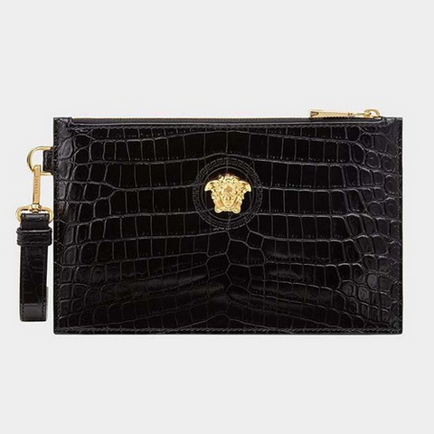 Ví Cầm Tay Versace Small Mock Croc Print Leather Pouch