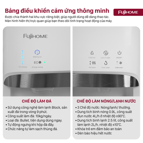 Cây nước nóng lạnh bình âm có chức năng làm đá Fujihome WD628C-IM