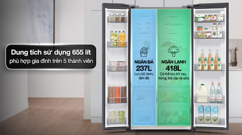 Tủ lạnh Samsung Inverter 655 lít Side By Side RS70F65Q3FSV