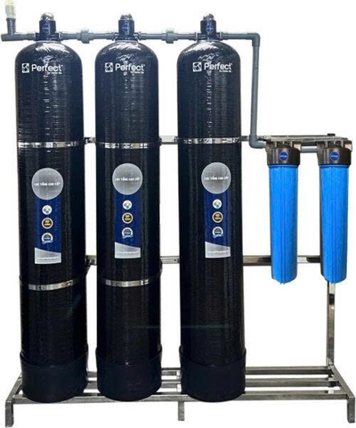 Bộ lọc nước tổng 3 cột composite sợi thủy tinh cao cấp, màu đen PC03