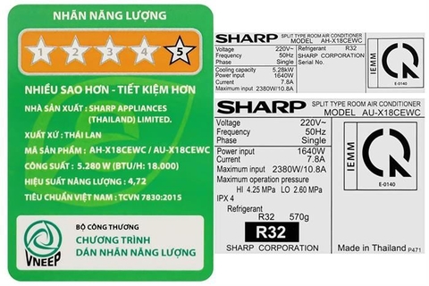 Điều hòa Sharp Inverter 18000 BTU AH-X18CEWC