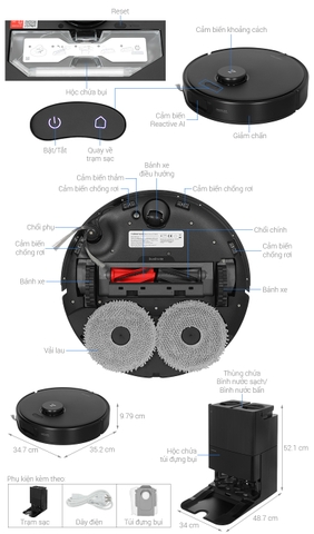 Robot hút bụi Roborock Qrevo Edge 5V1 | Lực hút 18.500 Pa