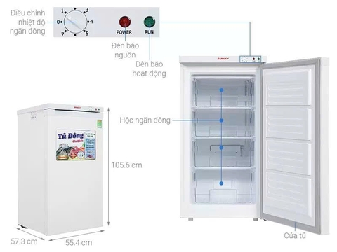 Tủ đông đứng Sanaky VH-160VD 118 lít