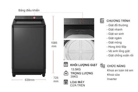 Máy giặt cửa trên Panasonic TD Inverter 13.5kg NA-FD135X3BV
