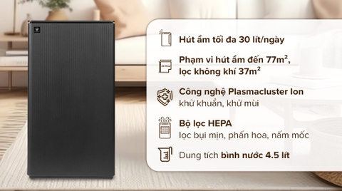 Máy hút ẩm kết hợp lọc không khí Sharp DW-T30FV-H